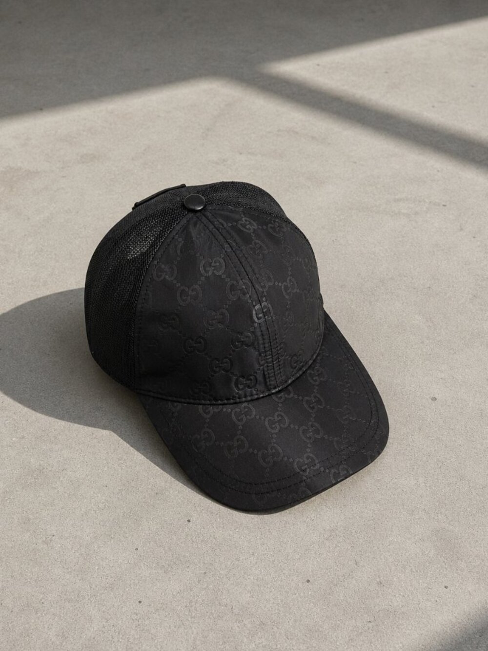 Gucci GG Nylon Baseball Hat - Black Monogram - Size M 57cm